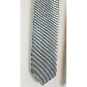 Wall Street Andy Couture Tie Silver Black Striped EUC